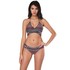 Strappy Bikini, Geometric Print Halter Criss Cross Front Two Piece Swimwear, Underwire Push Up Bikini