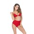 Red Bralette Bikini, Front-close Bralette Top with High Waisted Bikini Bottom, Padded Red Bikinis for Women
