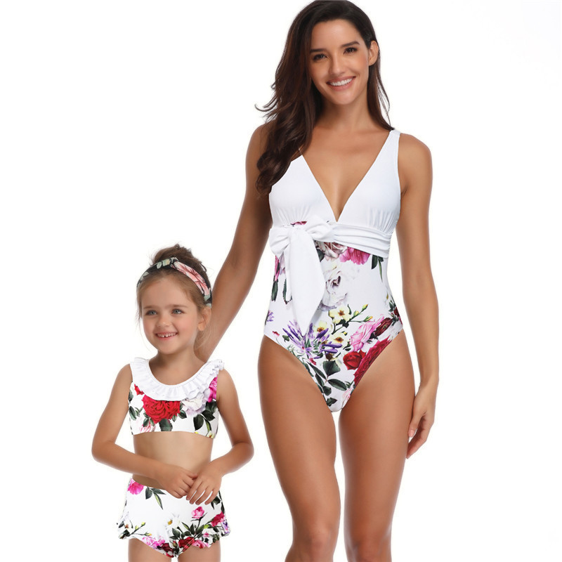 Mommy and Me Swimsuits, Floral Mother Daughter Matching Bathing Suits.