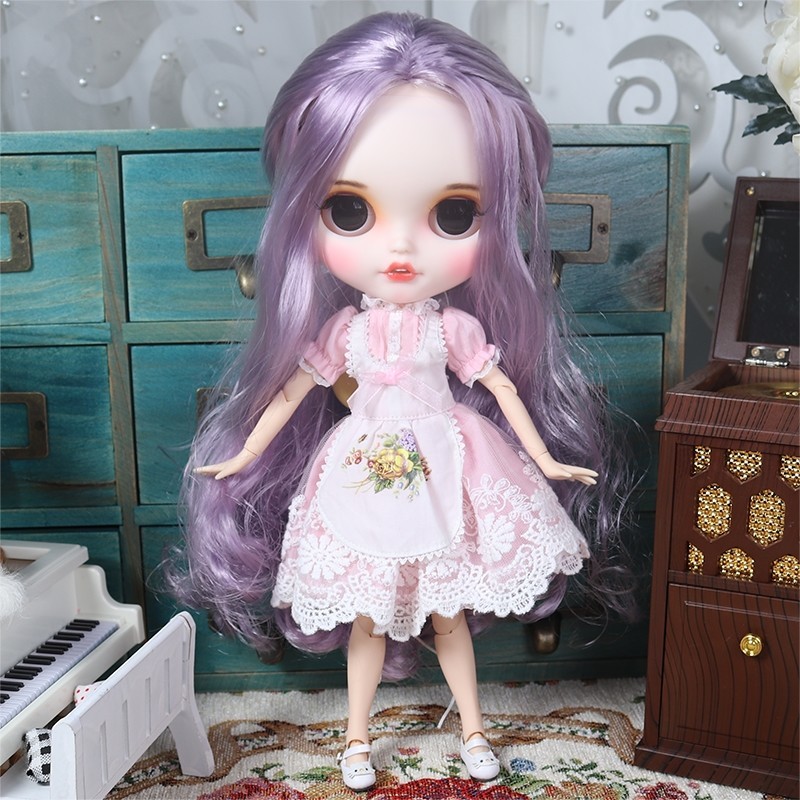 12" Neo Blythe Doll from Factory Nude Doll Transparent Skin Yellow Short Hair 