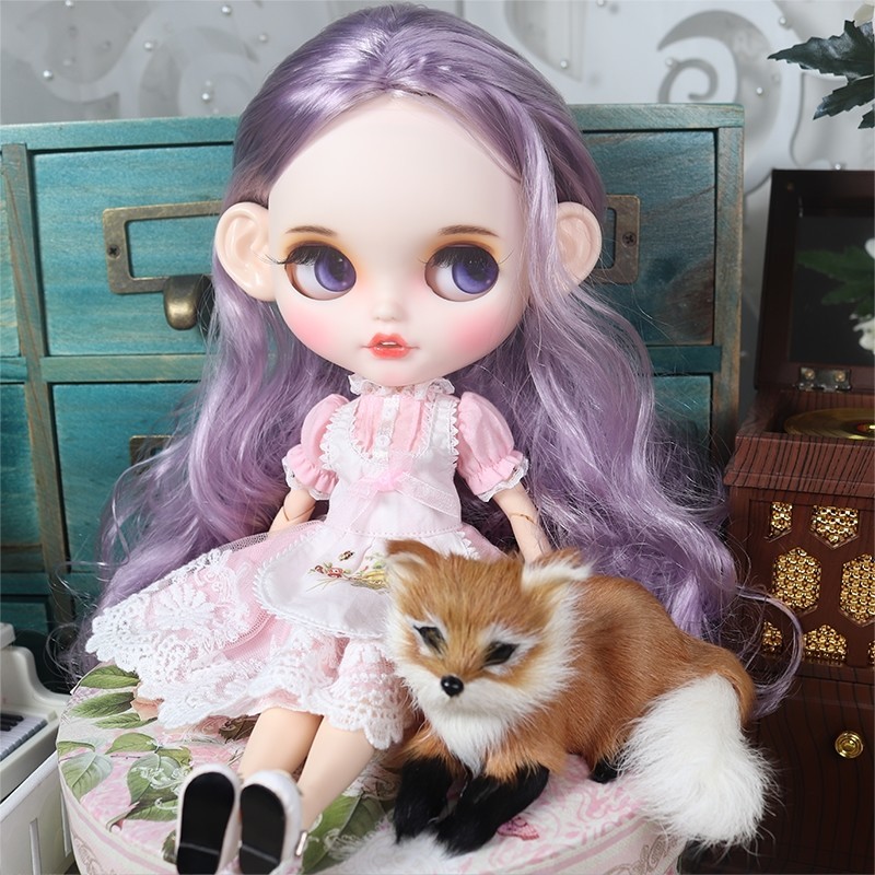 Details about   12" Neo Blythe Doll BJD from Factory Purple Mix Green Hair Customized Face Toy