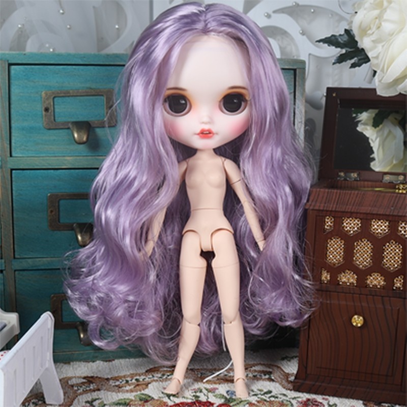 Details about   12" Neo Blythe Doll BJD from Factory Purple Mix Green Hair Customized Face Toy