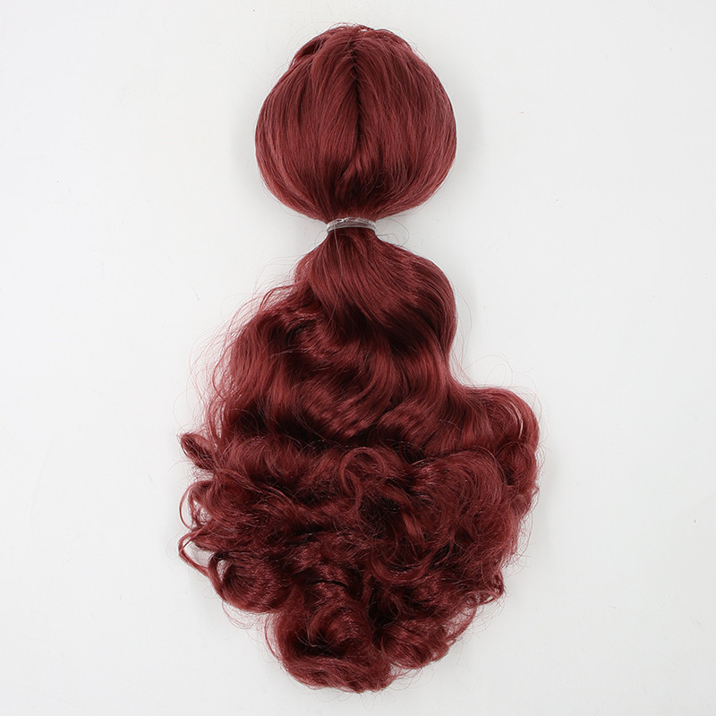 RBL Scalp & Dome Purplish Red Curly Hair Without Bangs R014 For Blythe Doll 