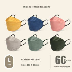 60 PACK KN95 Face Masks, 3-Ply KN95 Masks for Adults in 6 Colors