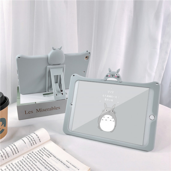 Étui pour iPad Totoro, étui pour iPad en silicone gris Totoro