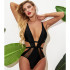 Women's One Piece Bathing Suits, Ultra Sexy Back Solid One Piece Swimsuit, V Neck One Piece Swimwear